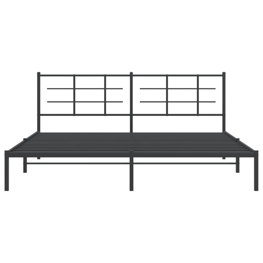 Bed frame with headboard metal black 193x203 cm