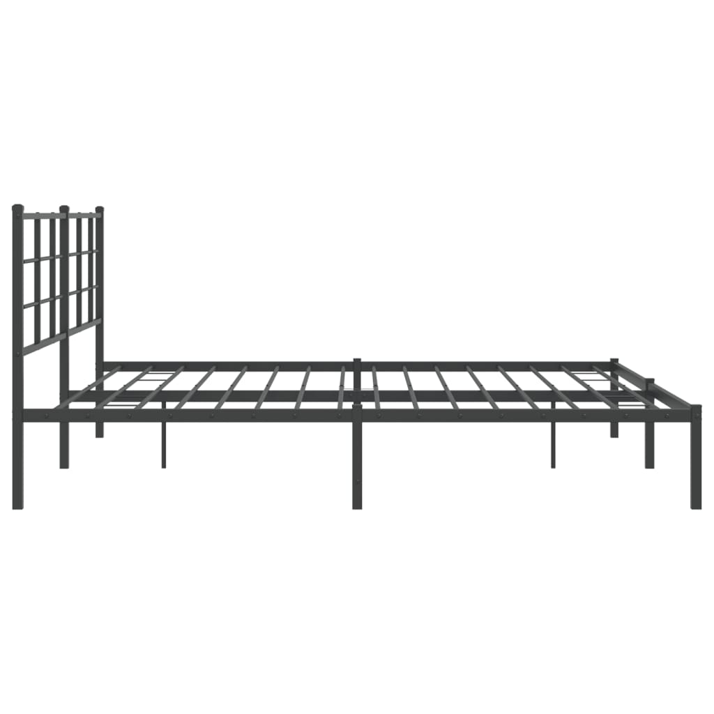 Bed frame with headboard metal black 193x203 cm