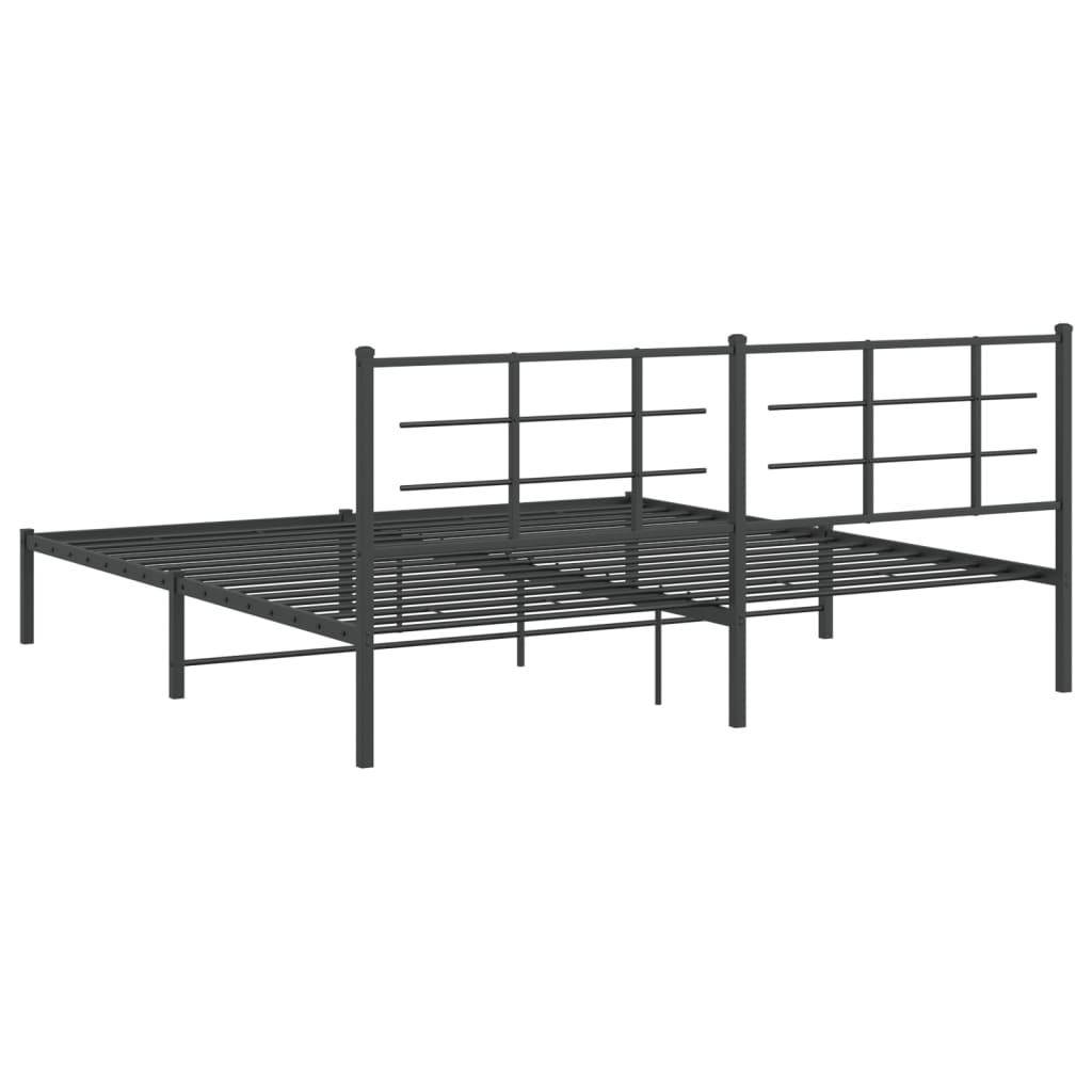 Bed frame with headboard metal black 193x203 cm