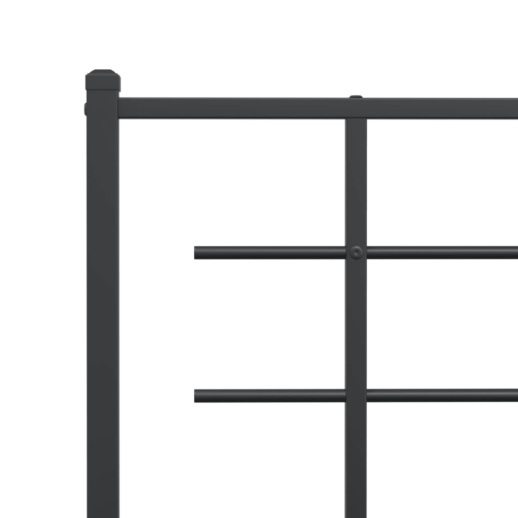 Bed frame with headboard metal black 193x203 cm