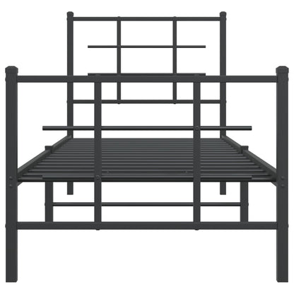 Bettgestell mit Kopf- und Fußteil Metall Schwarz 75x190 cm