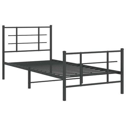 Bettgestell mit Kopf- und Fußteil Metall Schwarz 90x200 cm