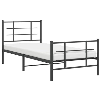 Bettgestell mit Kopf- und Fußteil Metall Schwarz 90x200 cm
