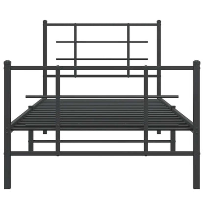 Bettgestell mit Kopf- und Fußteil Metall Schwarz 90x200 cm