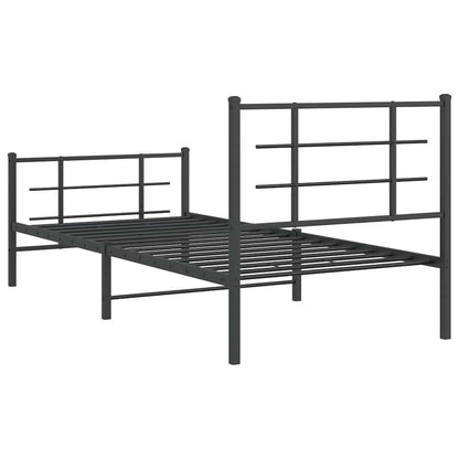 Bettgestell mit Kopf- und Fußteil Metall Schwarz 90x200 cm