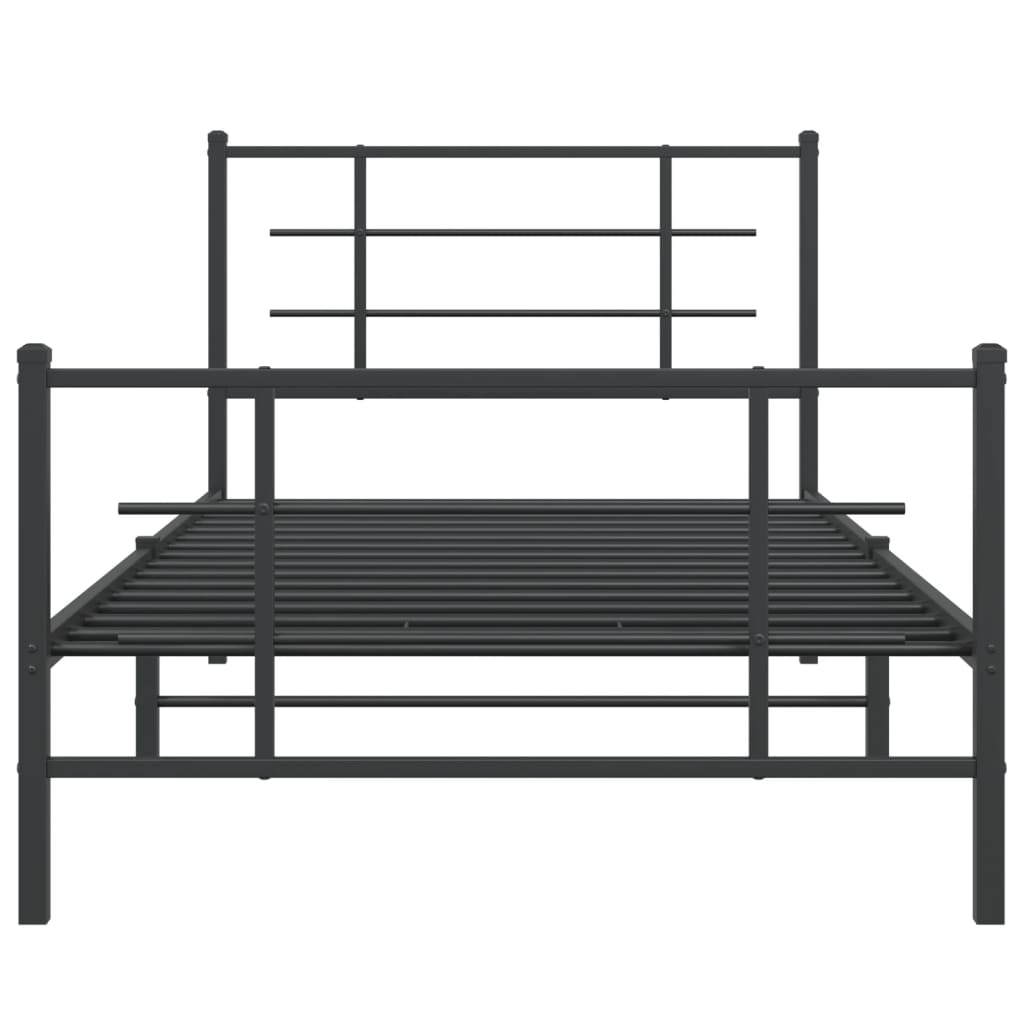 Bed frame with head and footboard metal black 100x200 cm