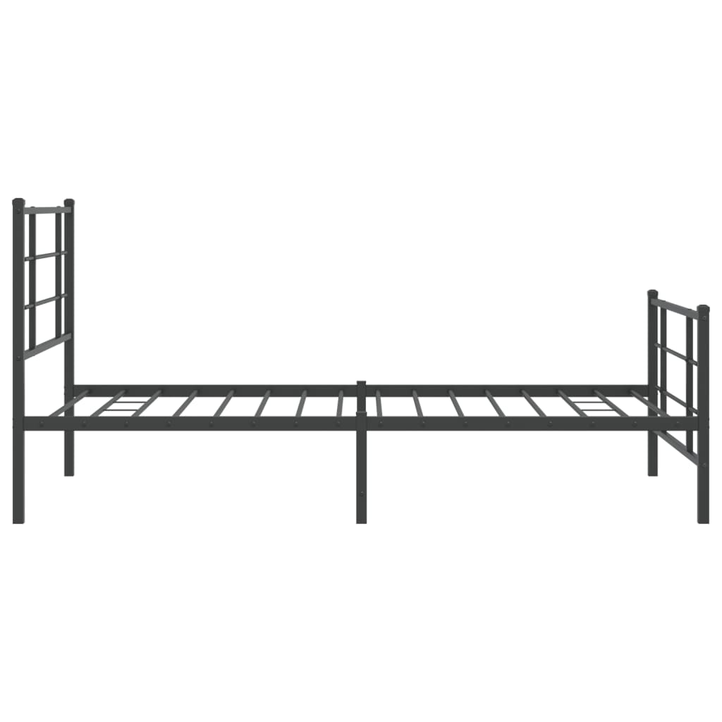 Bed frame with head and footboard metal black 100x200 cm