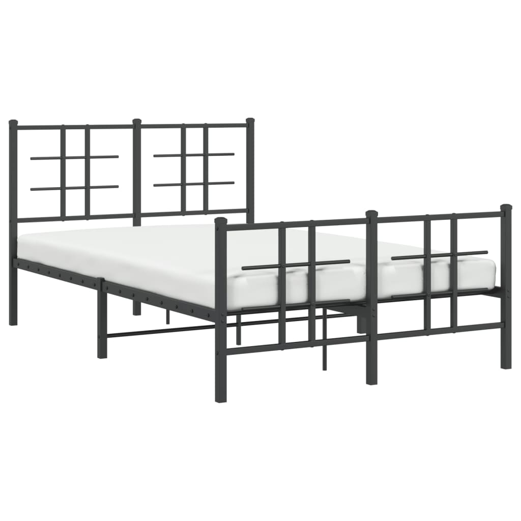 Bed frame with head and footboard metal black 120x190 cm