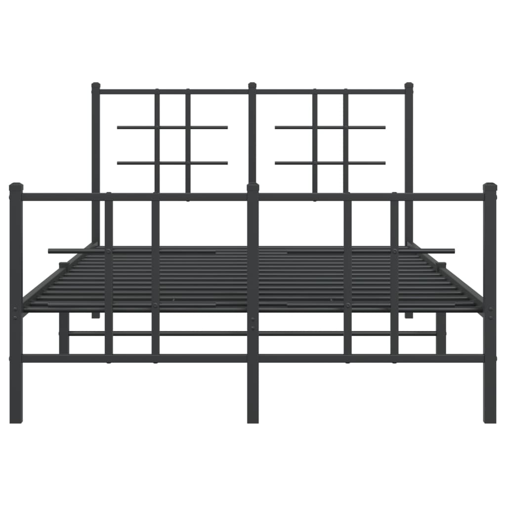 Bed frame with head and footboard metal black 120x190 cm
