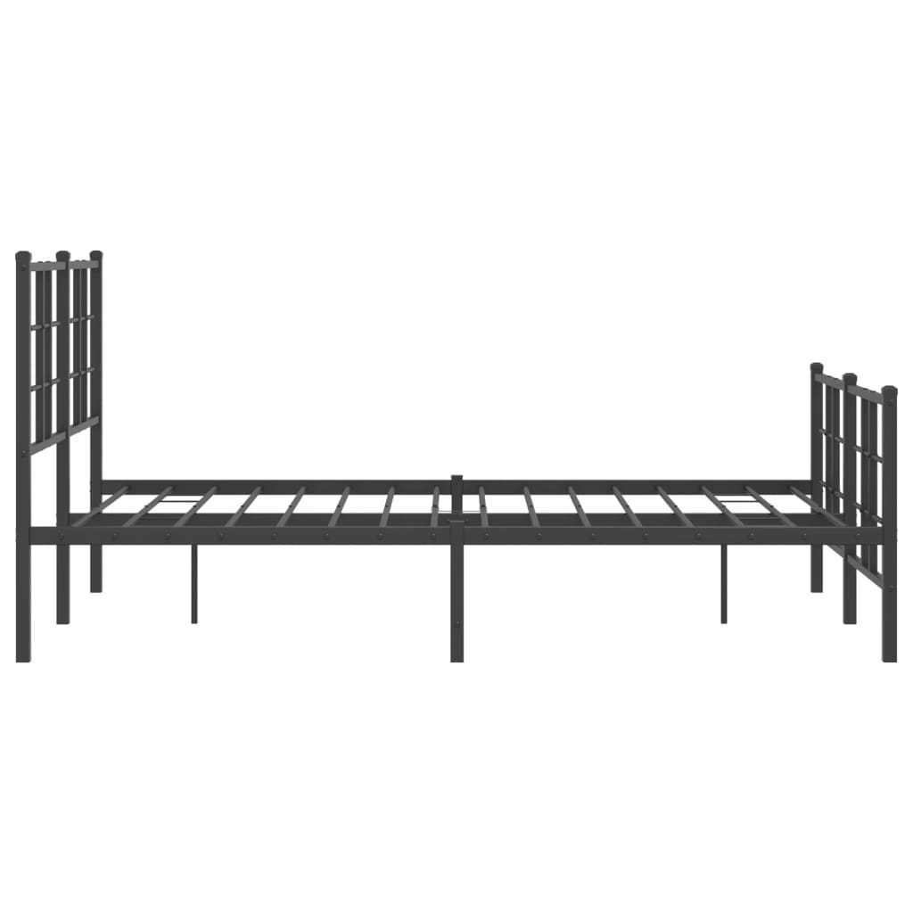 Bed frame with head and footboard metal black 120x190 cm