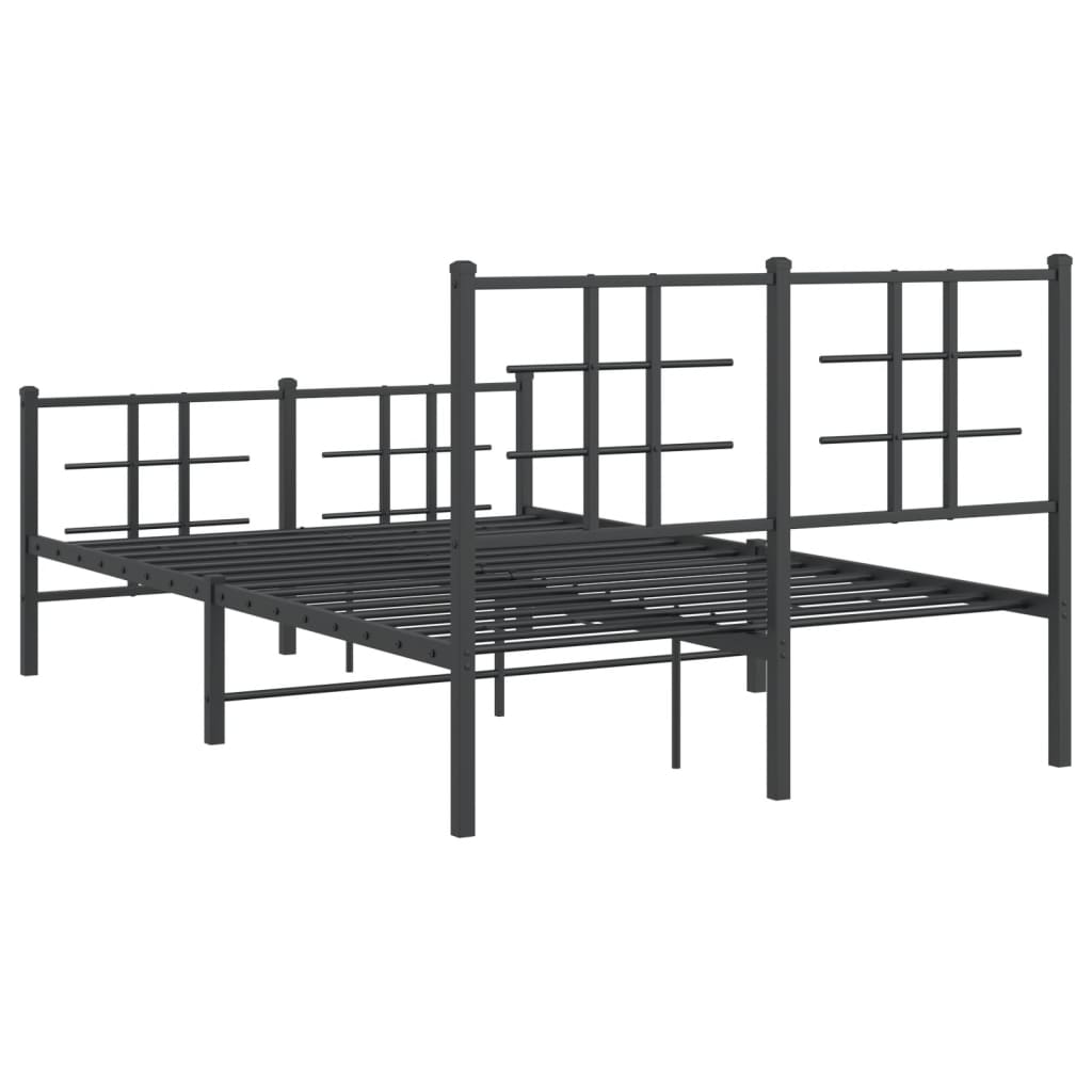 Bed frame with head and footboard metal black 120x190 cm