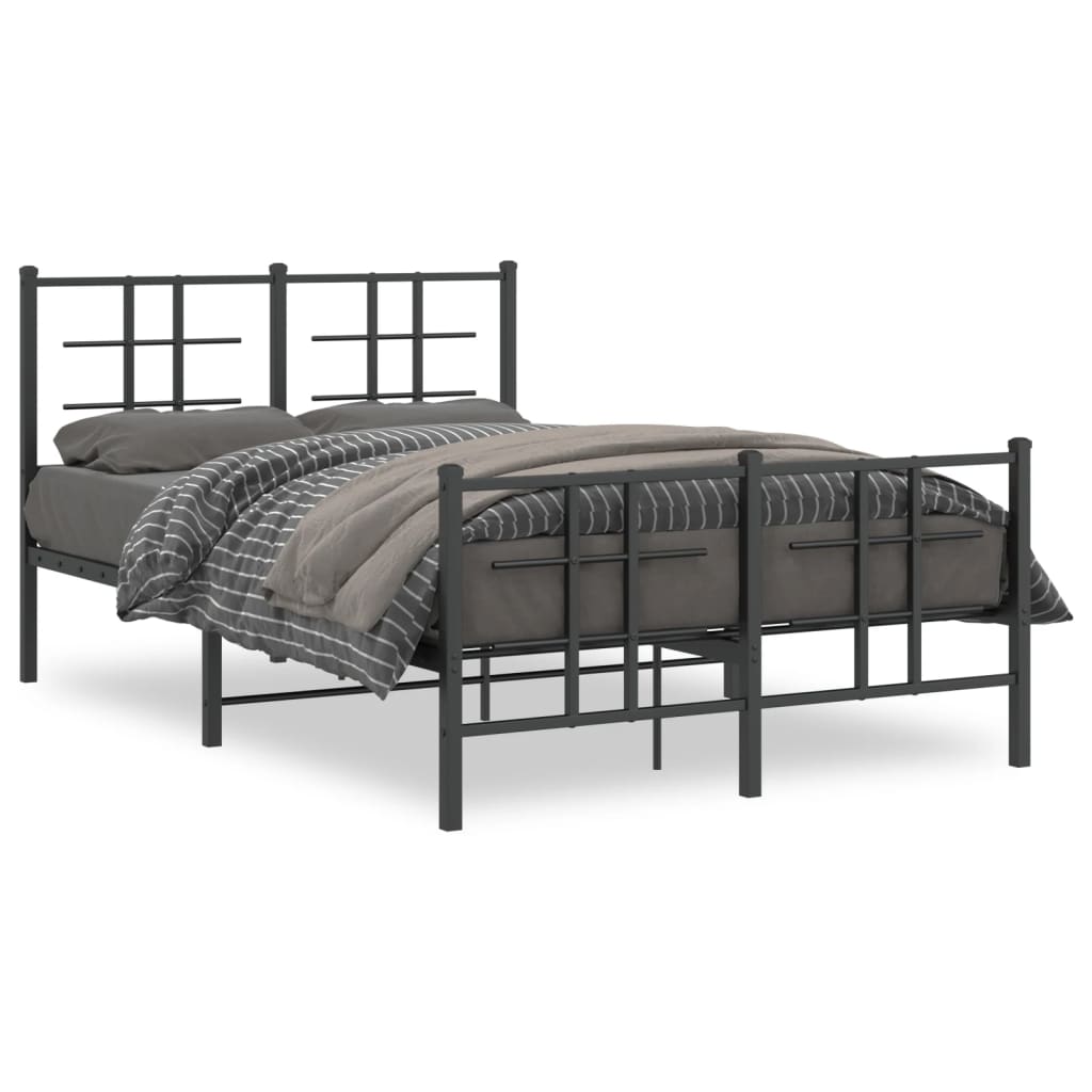 Bed frame with head and footboard metal black 120x200 cm