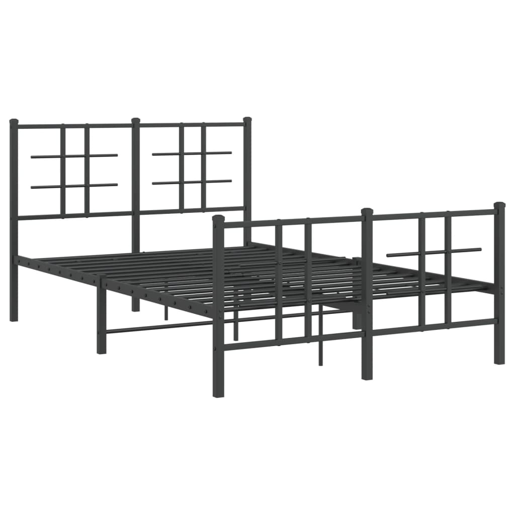 Bed frame with head and footboard metal black 120x200 cm