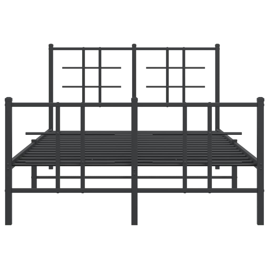 Bed frame with head and footboard metal black 120x200 cm