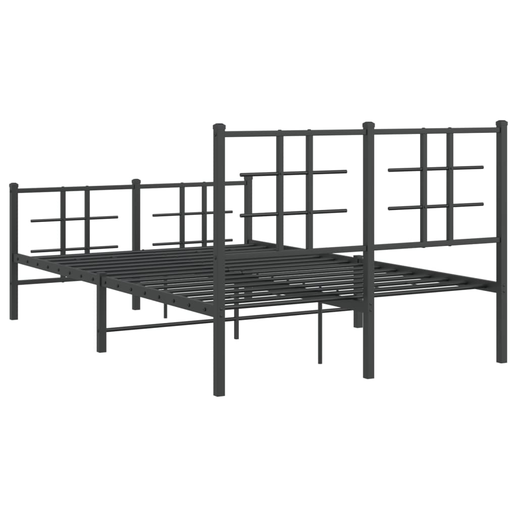 Bed frame with head and footboard metal black 120x200 cm