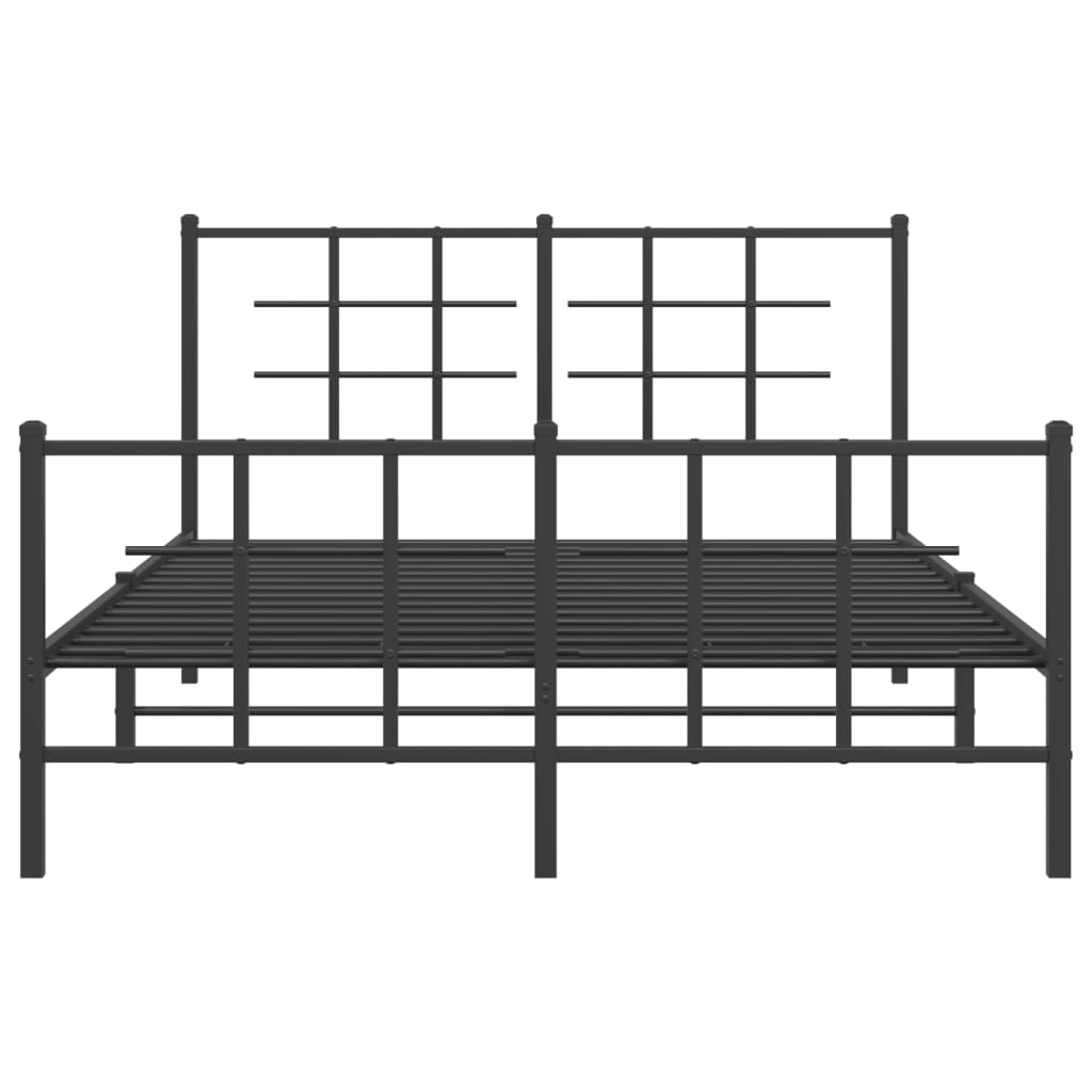 Bed frame with head and footboard metal black 135x190 cm