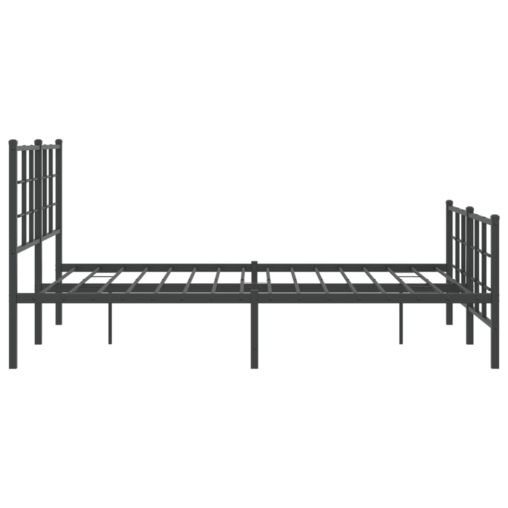 Bed frame with head and footboard metal black 135x190 cm