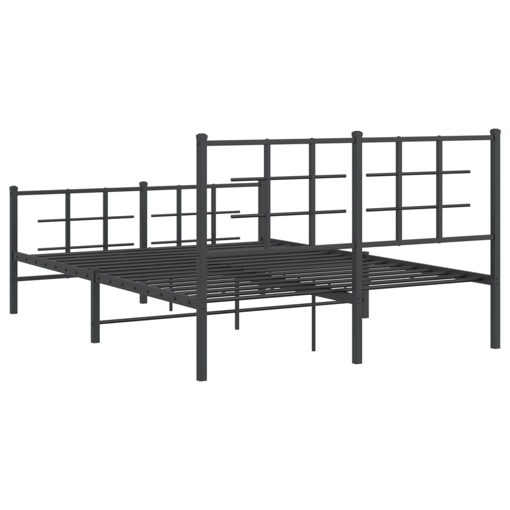 Bed frame with head and footboard metal black 135x190 cm