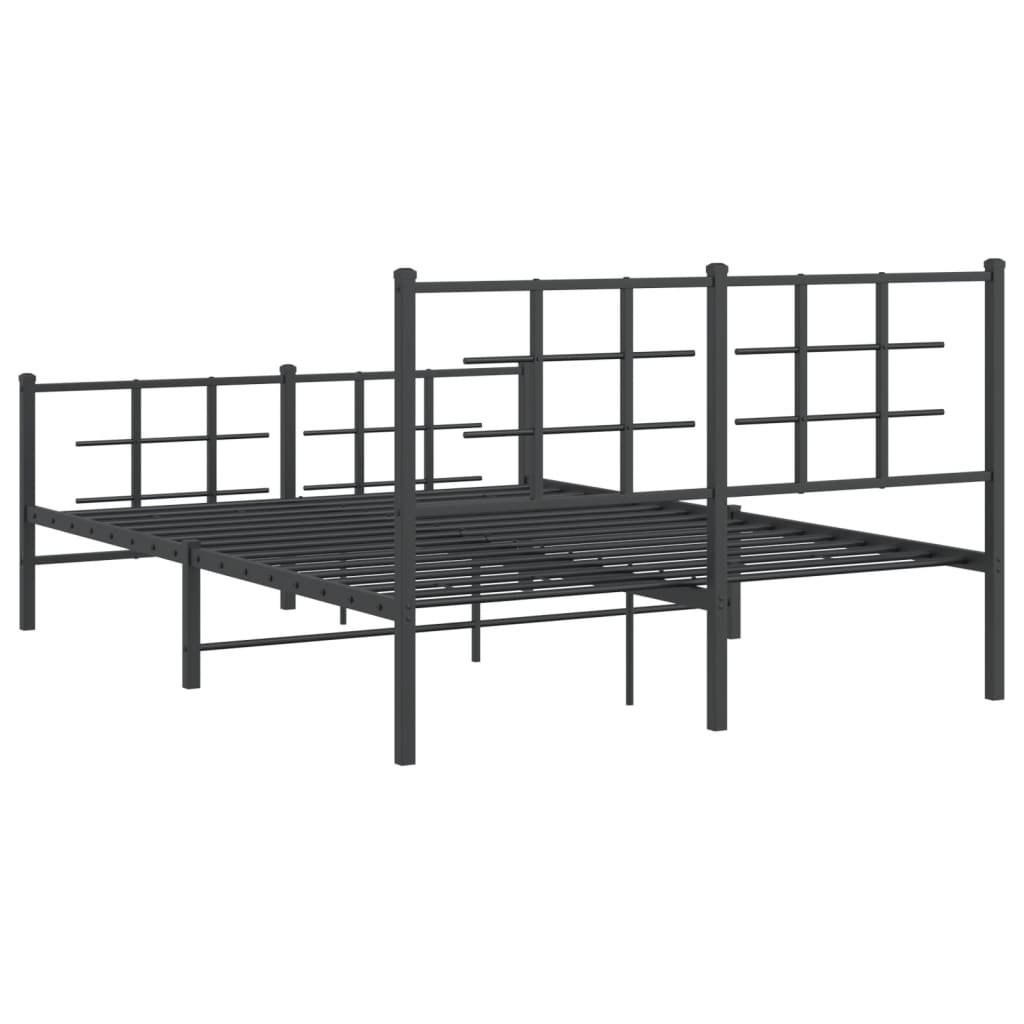 Bed frame with head and footboard metal black 140x190 cm