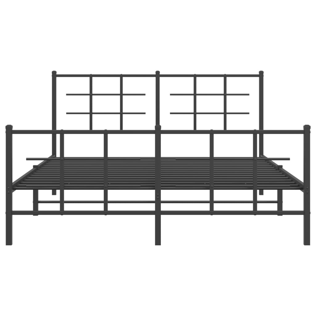 Bed frame with head and footboard metal black 150x200 cm
