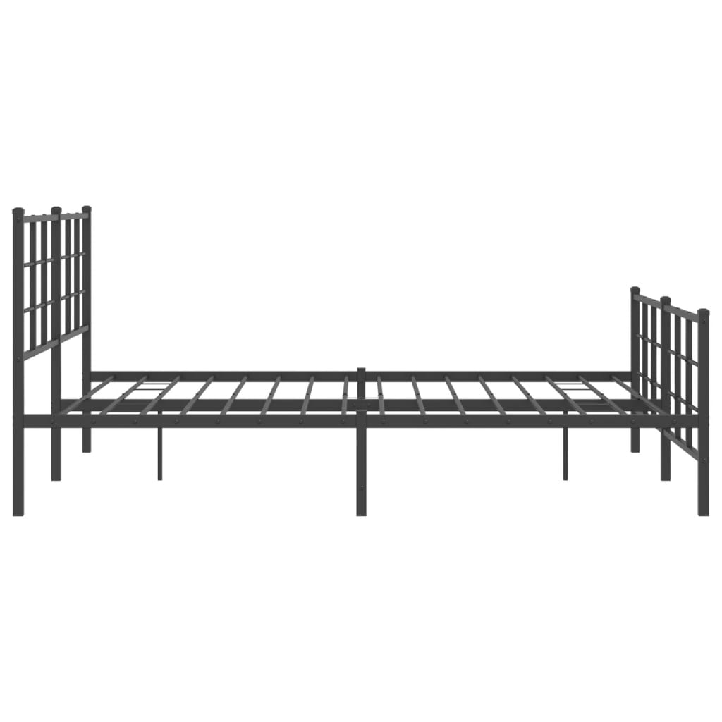 Bed frame with head and footboard metal black 150x200 cm