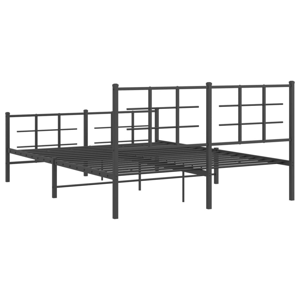 Bed frame with head and footboard metal black 150x200 cm