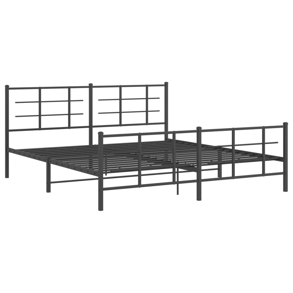 Bed frame with head and footboard metal black 183x213 cm