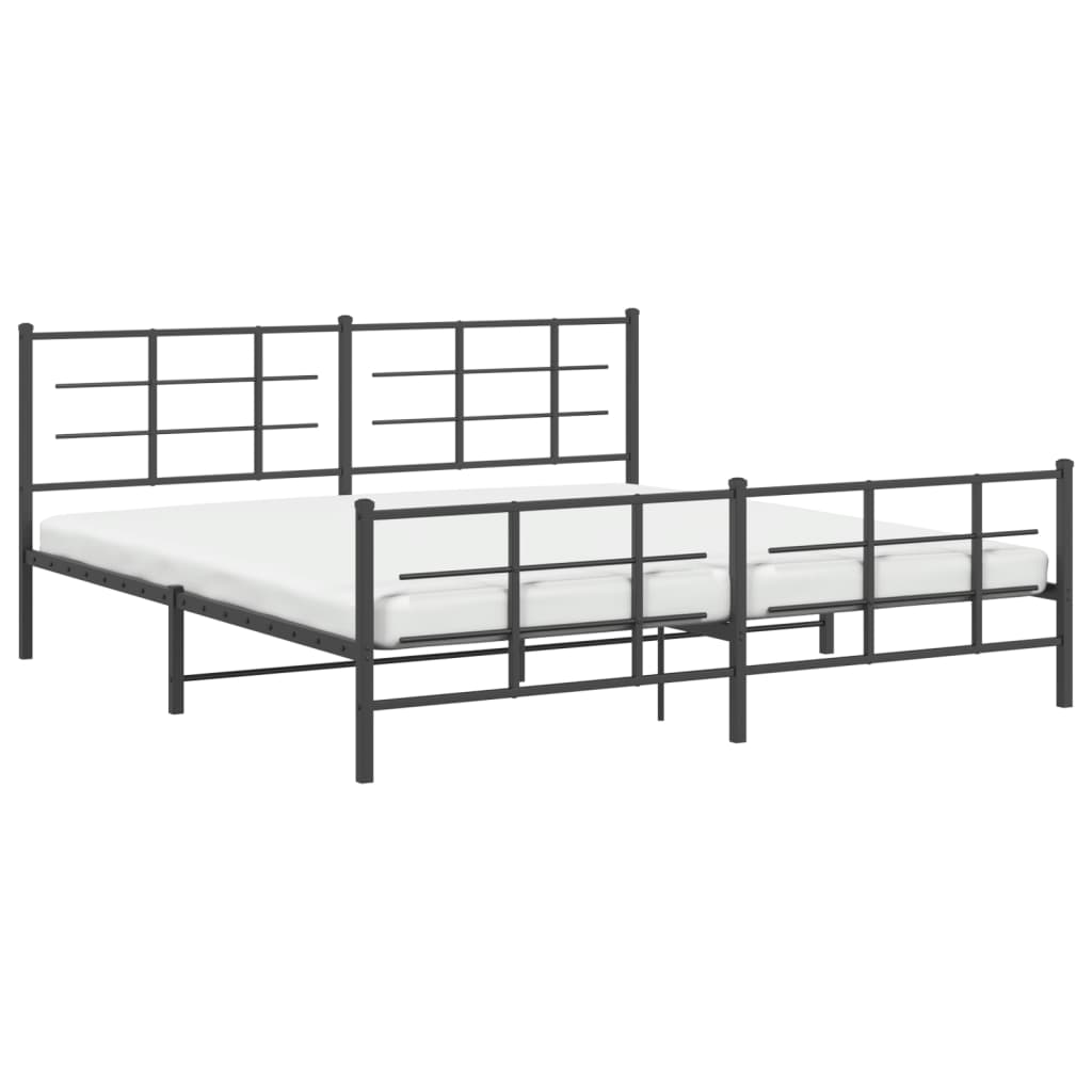Bed frame with head and footboard metal black 183x213 cm