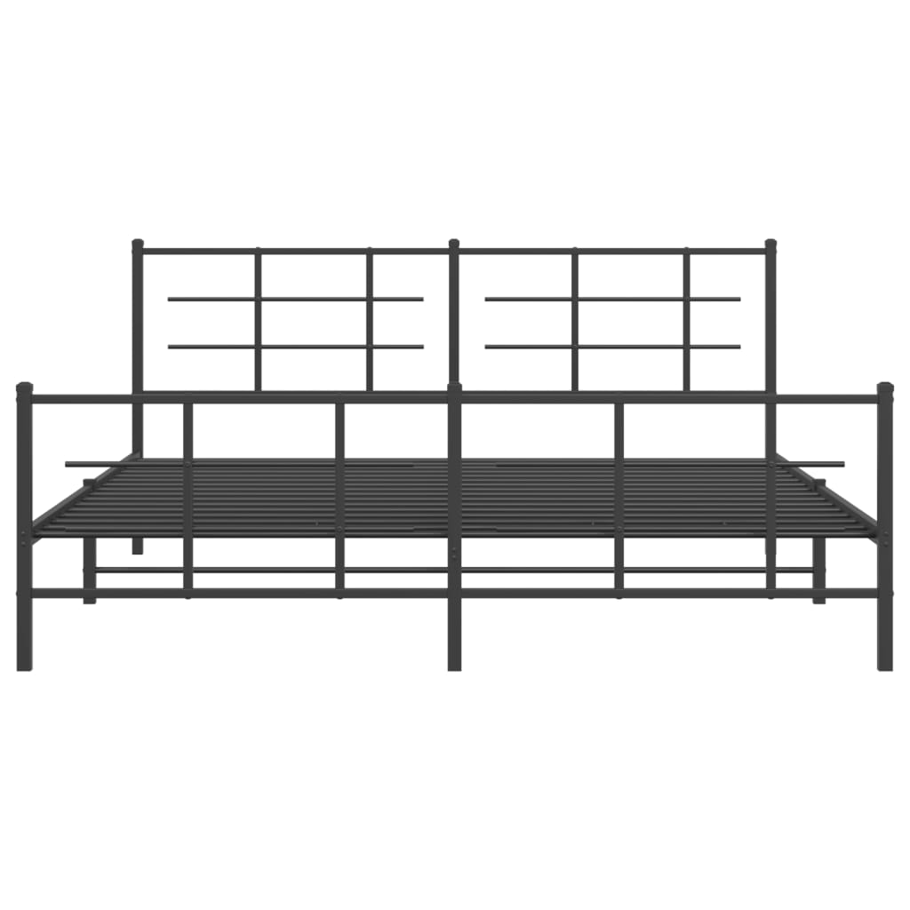 Bed frame with head and footboard metal black 183x213 cm