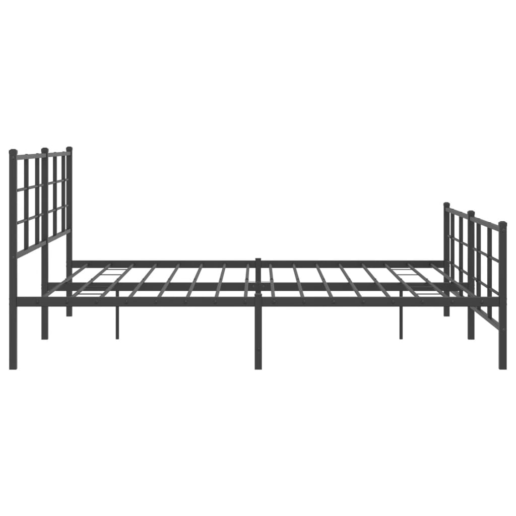 Bed frame with head and footboard metal black 183x213 cm