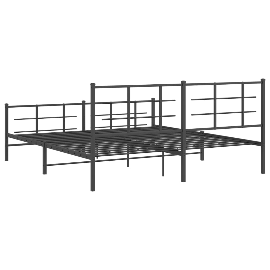 Bed frame with head and footboard metal black 183x213 cm