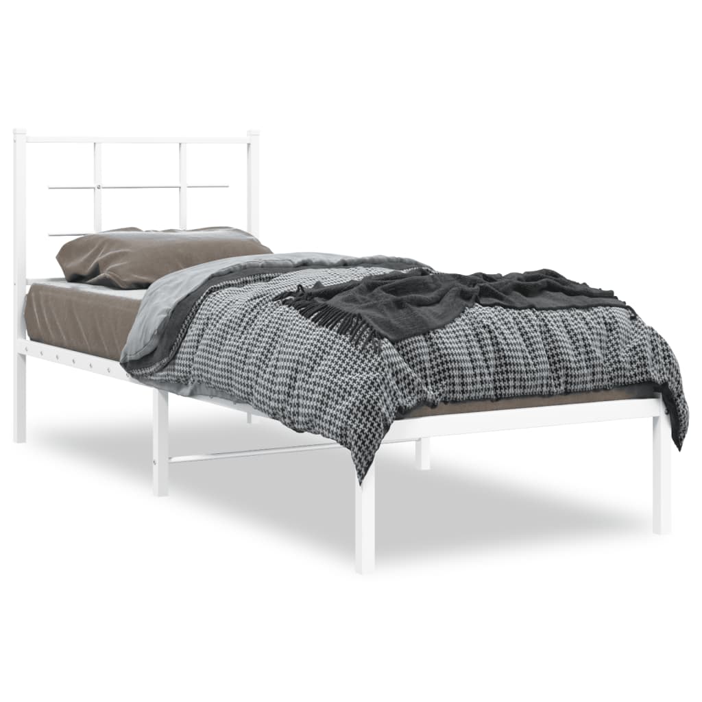 Metallbett ohne Matratze mit Kopfteil Weiß 75x190 cm