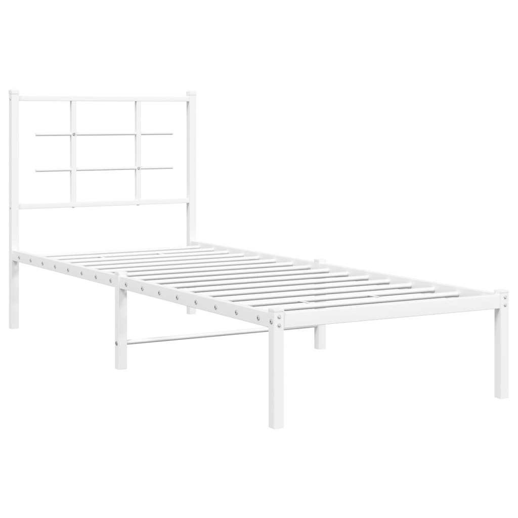 Metallbett ohne Matratze mit Kopfteil Weiß 75x190 cm