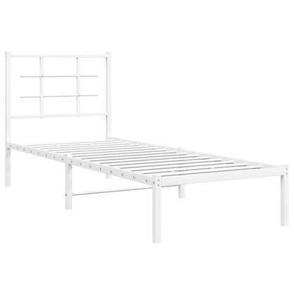 Metallbett ohne Matratze mit Kopfteil Weiß 75x190 cm