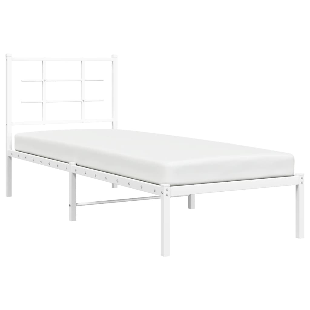 Metallbett ohne Matratze mit Kopfteil Weiß 75x190 cm