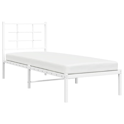 Metallbett ohne Matratze mit Kopfteil Weiß 75x190 cm