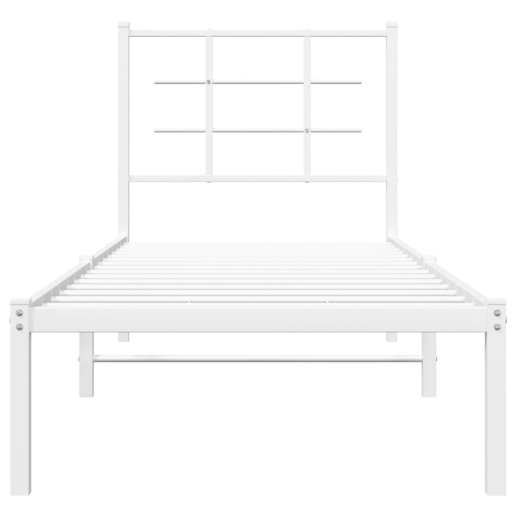 Metallbett ohne Matratze mit Kopfteil Weiß 75x190 cm