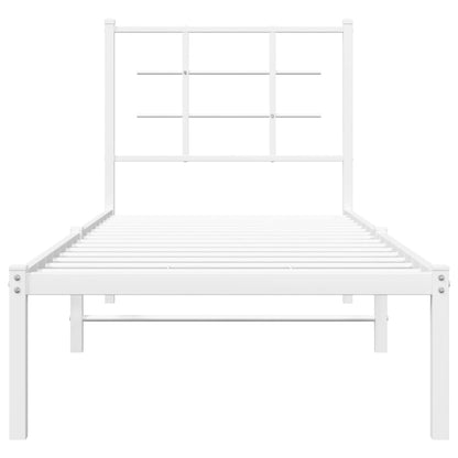 Metallbett ohne Matratze mit Kopfteil Weiß 75x190 cm
