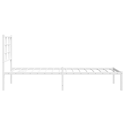 Metallbett ohne Matratze mit Kopfteil Weiß 75x190 cm