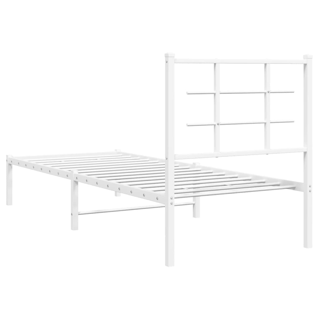 Metallbett ohne Matratze mit Kopfteil Weiß 75x190 cm
