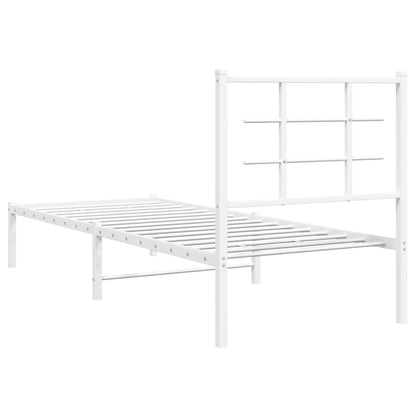 Metallbett ohne Matratze mit Kopfteil Weiß 75x190 cm