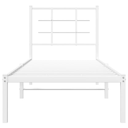 Bettgestell mit Kopfteil Metall Weiß 80x200 cm