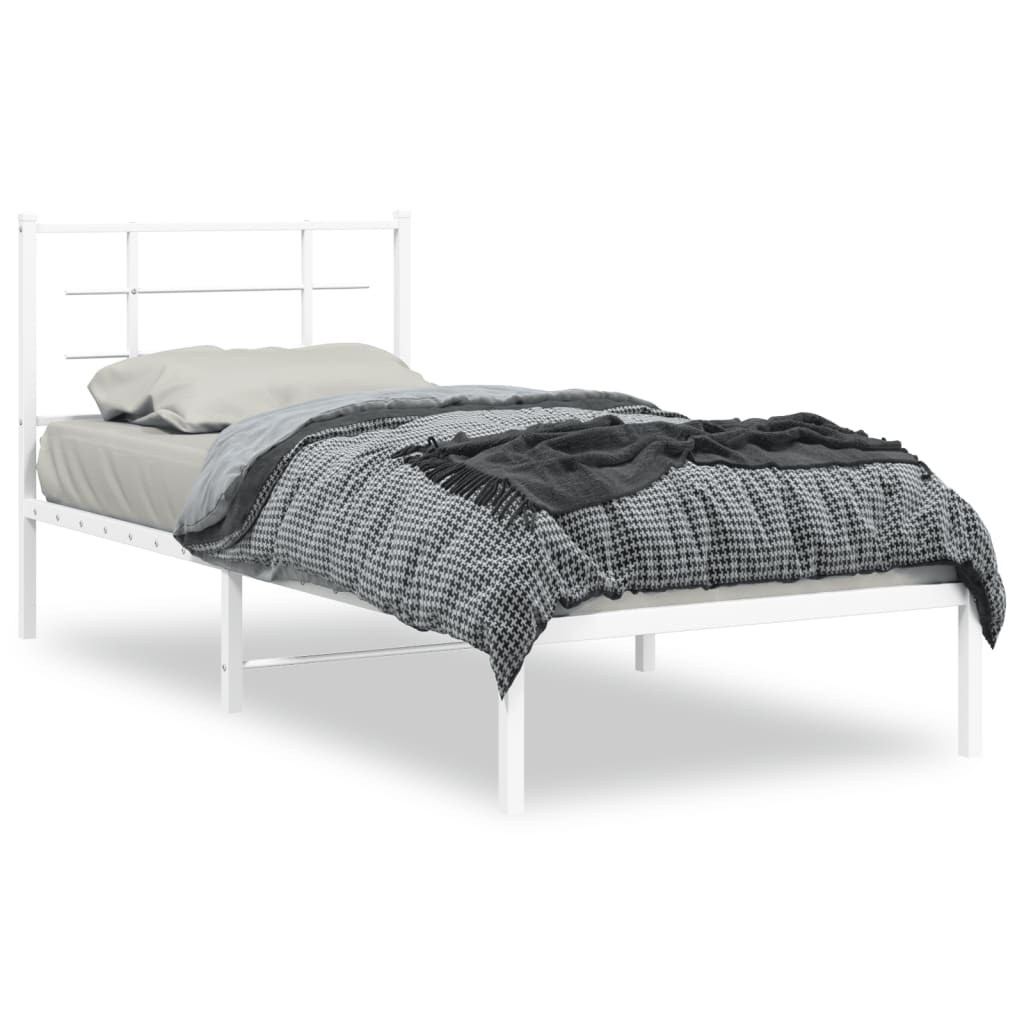 Bettgestell mit Kopfteil Metall Weiß 90x190 cm
