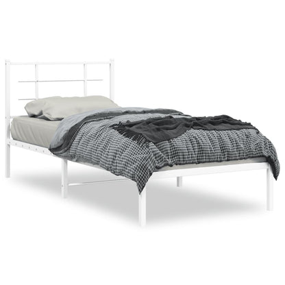 Bettgestell mit Kopfteil Metall Weiß 90x190 cm