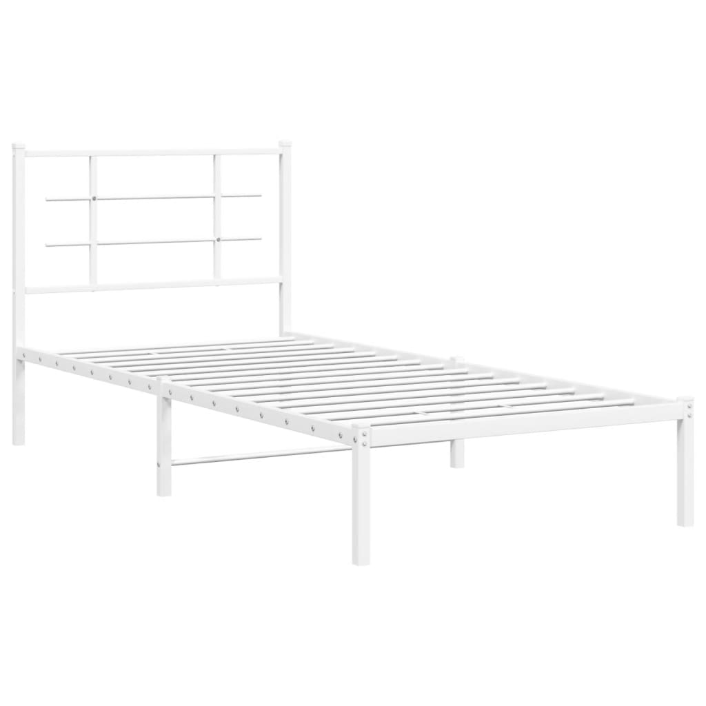 Bettgestell mit Kopfteil Metall Weiß 90x190 cm