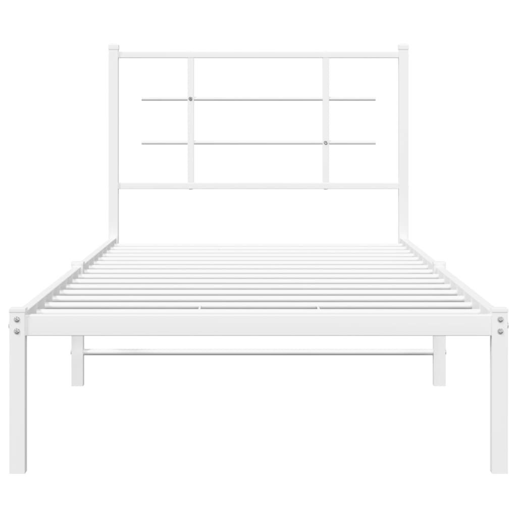 Bettgestell mit Kopfteil Metall Weiß 90x190 cm