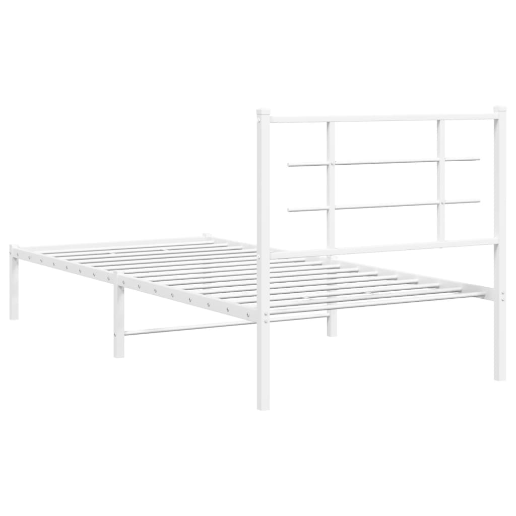 Bettgestell mit Kopfteil Metall Weiß 90x190 cm