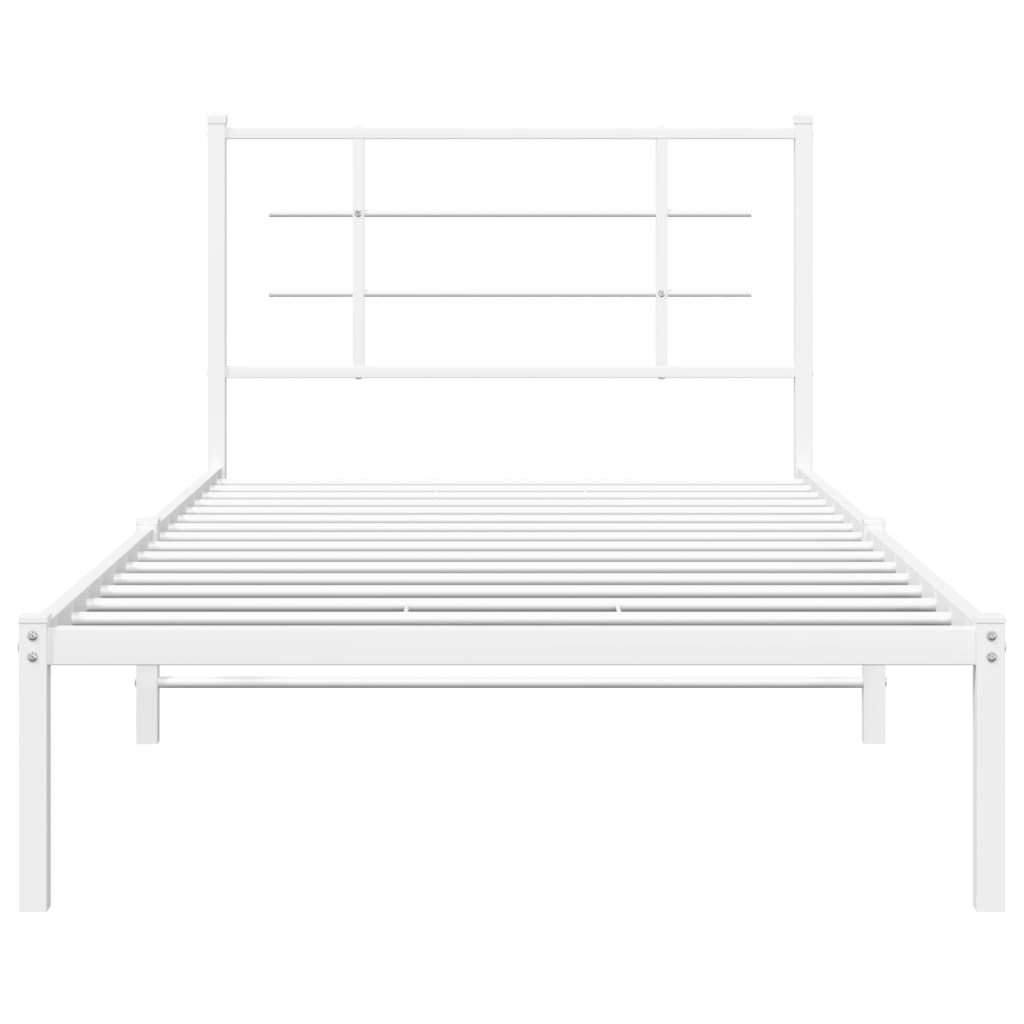 Bed frame with headboard metal white 100x200 cm