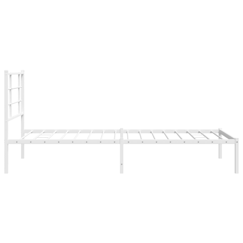 Bed frame with headboard metal white 107x203 cm