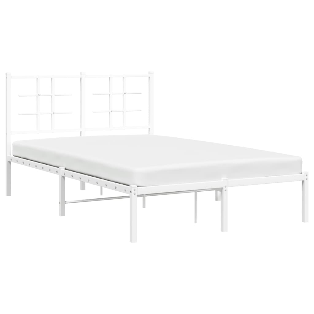 Bed frame with headboard metal white 120x190 cm